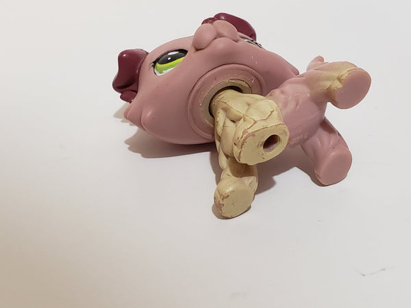 Littlest Pet Shop LPS Collie Dog Puppy 1723 Mauve Plum with Green Eyes Swirl Curl RARE Authentic LPS DEC17J