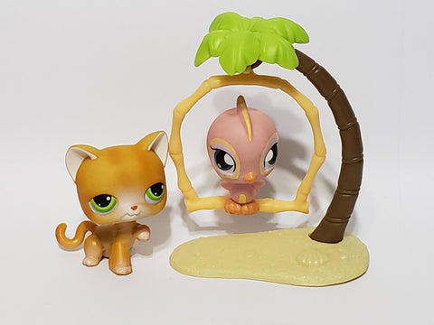 LIKE NEW Littlest Pet Shop Pet Pairs Cat Parakeet 11 12 w Original Accessory Set Authentic APR14J