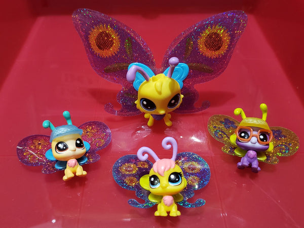 Littlest Pet Shop Lot of 4 Butterfly Butterflew Butterflies Set  Lps Authentic MAY23J