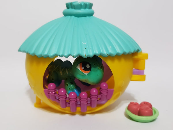 Littlest Pet Shop Postcard Iguana 906 with Hut Carrier & Accessories Authentic Minor Wear JAN13JTW
