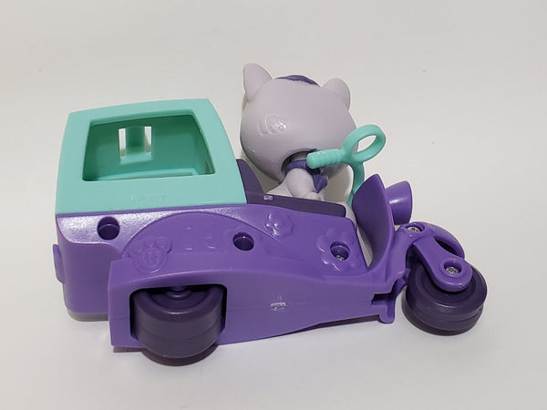 Littlest Pet Shop Blue Purple Bike Truck Scooter Motorcycle with 2 Pets Authentic LPS Comes As Shown DEC25J