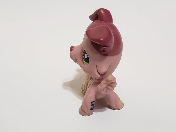 Littlest Pet Shop LPS Collie Dog Puppy 1723 Mauve Plum with Green Eyes Swirl Curl RARE Authentic LPS DEC17J