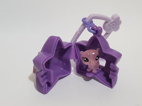 Littlest Pet Shop Purple Mini Baby Hippo w House Keychain Lps Jan19j