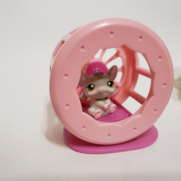 Littlest Pet Shop Random Mouse Hamster with Hamster Wheel Accessory Set Authentic LPS Dec16ni