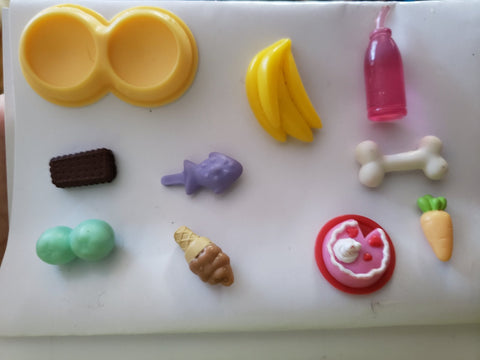 Littlest Pet Shop Lot of 10 Food Accessories Banana Carrot Bone Set Authentic LPS JAN25J