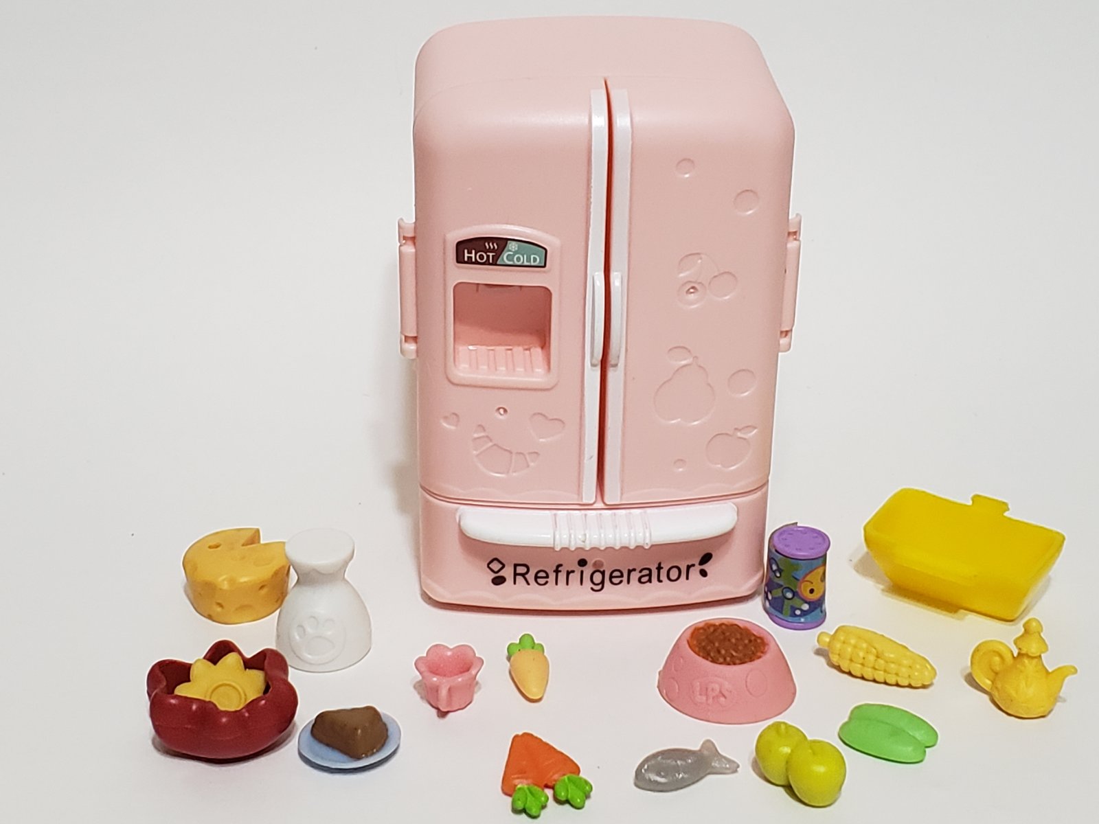 Littlest Pet Shop Compatible Rare Pink Fridge with Food Accessories Set ...