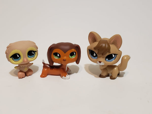 Littlest Pet Shop Pet Trainin' Park Fox 673 Owl 674 Dachshund 675 Set Authentic JUN24J