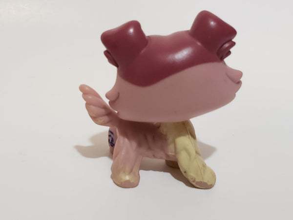 Littlest Pet Shop LPS Collie Dog Puppy 1723 Mauve Plum with Green Eyes Swirl Curl RARE Authentic LPS DEC17J