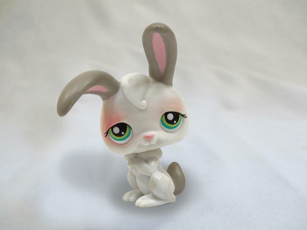 LIKE NEW Littlest Pet Shop White Gray Bunny Rabbit 211 Authentic Feb15ni