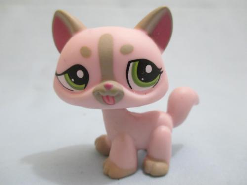 LIKE NEW Littlest Pet Shop 1326 Pink Gray Grey Stripe Walking Shorthair Cat Green Eyes Authentic Lps Nov30npoHG