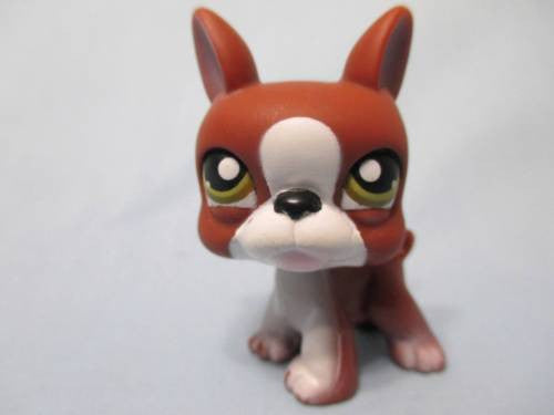 Littlest Pet Shop LPS 118 Brown Boston Terrier Boxer Dog Authentic Lps MAY13J