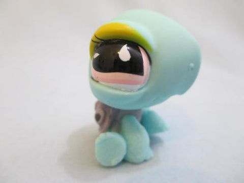 LIKE NEW Littlest Pet Shop 601 Teal Turtle Purple Shell Teardrop Eyes 100% Authentic Feb26ni