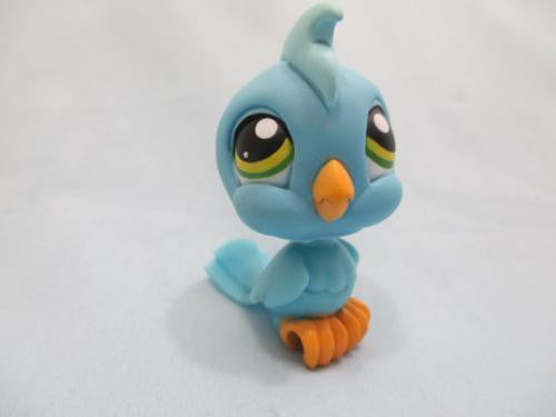 LIKE NEW Littlest Pet Shop 317 BLUE COCKATOO GREEN & YELLOW EYES Hasbro LPS Feb26ni