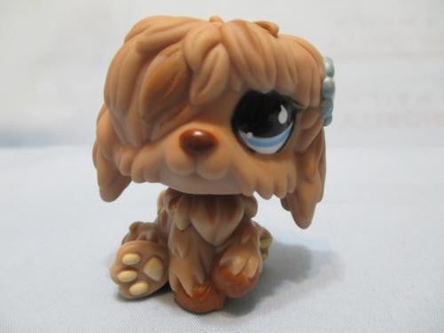 LIKE NEW Littlest Pet Shop 678 Brown Arctic Sheep Dog Sheepdog Puppy Dog Blue Eyes Authentic Lps DEC13J