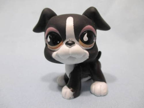 Littlest Pet Shop 826 Black Boxer Puppy Dog Authentic Mar1ni