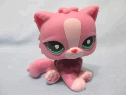 LIKE NEW Littlest Pet Shop Cat Kitty Persian Pink Green Eyes 2138 Authentic Lps Dec8n