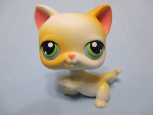 Littlest Pet Shop Shorthair Cat Paw Up Cream White and Yellow 73 ...
