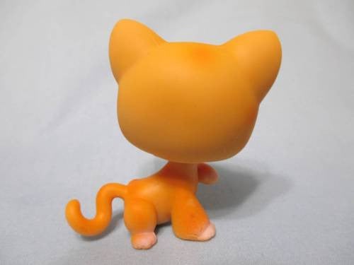 Littlest Pet Shop 11 Shorthair Cat Tabby Cat Kitty Paw Up Green Eyed Orange Yellow Authentic Lps Minor Wear DEC22J