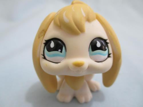 Littlest Pet Shop Gold Tan & Cream Bunny Rabbit 610  With Aqua Blue Teardrop Authentic Lps Feb5ni