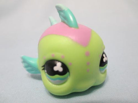 Littlest Pet Shop 514 Green and Pink Puffer Fish Authentic LPS Feb1ni