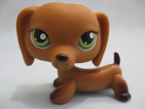 LIKE NEW Littlest Pet Shop Dachshund Dashshund Dachsund Duchshund Dog 139 Brown Puppy Daschund LPS Authentic DEC08J