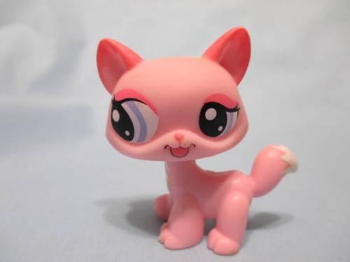 LIKE NEW Littlest Pet Shop RARE Standing Shorthair  Cat 1313 Pink Walking Purple Eyes LPS Authentic Nov30npoHG
