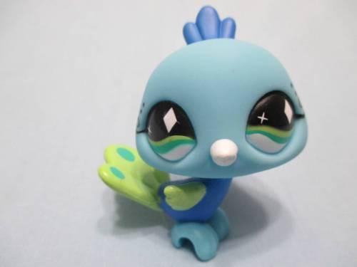 Littlest Pet Shop Peacock Bird Blue and Mint Green with Diamond Eyes 463 Authentic Lps Has Initial  Dec28ni
