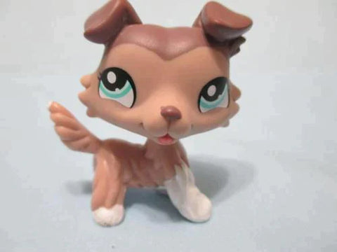 LIKE NEW Littlest Pet Shop 1330 Purple Tan White Collie Mauve Dog with Aqua Eyes LPS Authentic Very Rare HTF Nov30npoHG