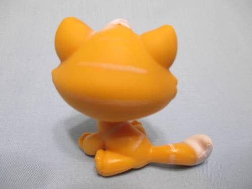 Littlest Pet Shop 349 Orange white stripes Bon Bon Tabby Cat blue Kitty Authentic Lps Feb5ni