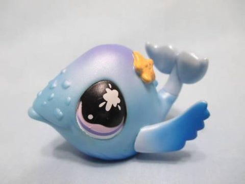 LIKE NEW Littlest Pet Shop 824 WHALE Blue Yellow Starfish Shimmer Authentic LPS NOV10J