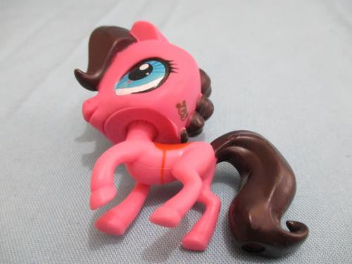 Littlest Pet Shop Horse Pony 3292 Pink Brown w/ Blue Eyes LPS Authentic Mar22J