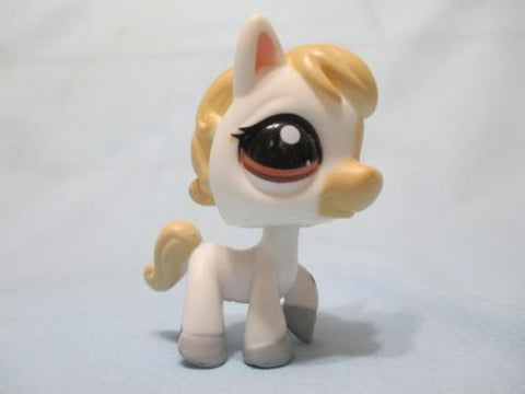 LIKE NEW Littlest Pet Shop  Horse Pony White Tan Mane Brown Eyes 1709  Authentic Lps Dec05ni