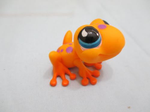 LIKE NEW Littlest Pet Shop Orange Purple Spotted Blue Eyes Toad Frog 874 Authentic LPS Nov30npoHG