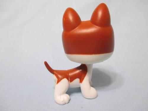 LIKE NEW Littlest Pet Shop Dog Bullterrier Bull Terrier 154 Brown White Green Eyes Authentic DEC15J