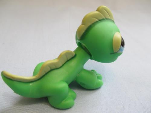 LIKE NEW Littlest Pet Shop 651 Green and Yellow Iguana with Blue Eyes Authentic Nov30npoHG