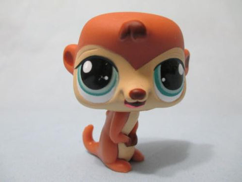 Littlest Pet Shop Meerkat 1376 Brown and Tan With Aqua Blue Eyes Authentic LPS Feb1ni