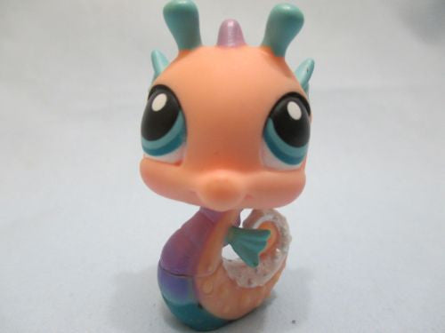 Littlest Pet Shop 142 Peach Blue Purple Seahorse Sea Horse Pink Authentic Lps MAY14J