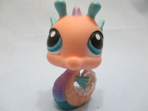 Littlest Pet Shop 142 Peach Blue Purple Seahorse Sea Horse Pink Authentic Lps MAY14J