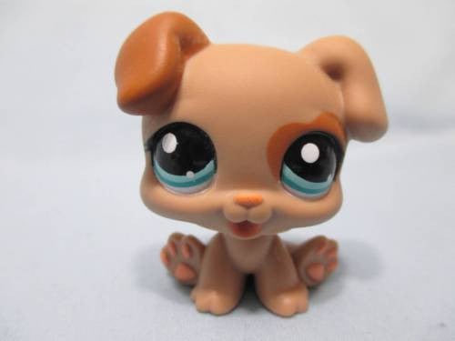 LIKE NEW Littlest Pet Shop Tan & Brown BOXER PUPPY 1482 Baby Dog Patch Authentic AIK Feb13j
