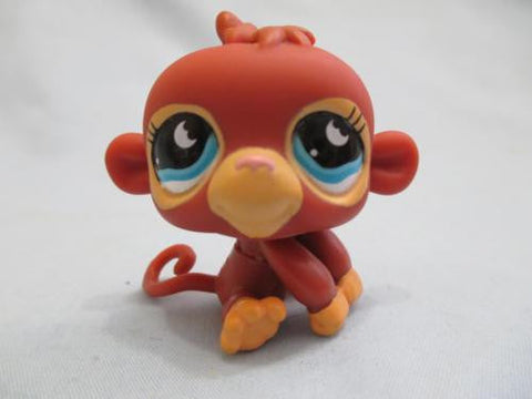 LIKE NEW Littlest Pet Shop LPS Brown Tan Monkey Chimp with Blue Moon Eyes 853 Authentic Feb12nn