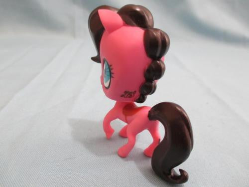 Littlest Pet Shop Horse Pony 3292 Pink Brown w/ Blue Eyes LPS Authentic Mar22J