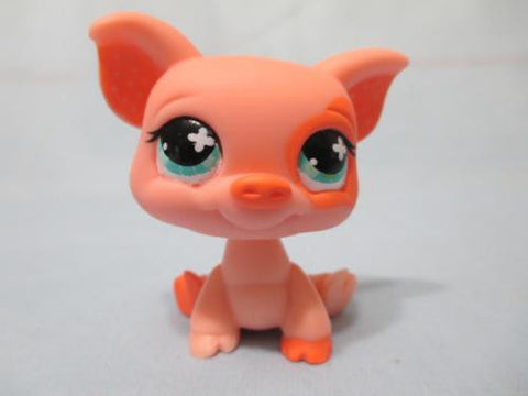 LIKE NEW Littlest Pet Shop Pig 622 Sitting Pink Spotted Aqua Polka Dot Authentic Lps Dec06npo29