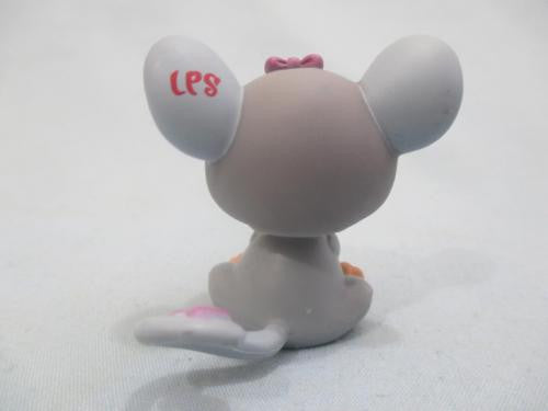 LIKE NEW Littlest Pet Shop 1203 Gray Mouse Lavender Eyes Bow on Head Tail Authentic Feb18ni