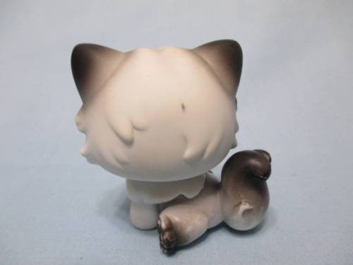 Littlest Pet Shop 60 Gray Black & White Persian Kitty Cat Authentic Lps Feb7ni