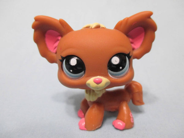 LIKE NEW Littlest Pet Shop 1623 Brown & Pink Chihuahua Puppy Dog RARE LPS Authentic FEB10J