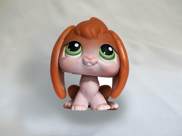 Littlest Pet Shop White Brown Bunny Rabbit 185 Green Eyes Authentic APR19J