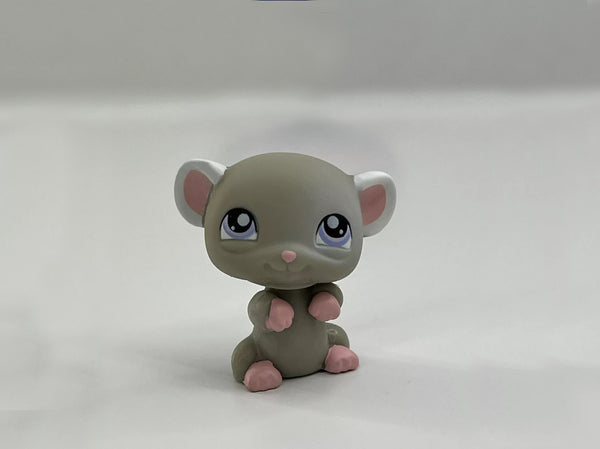 Littlest Pet Shop 192 Gray Mouse With Purple Eyes Pink White Ears Authentic SEE VIDEO Nov15ni