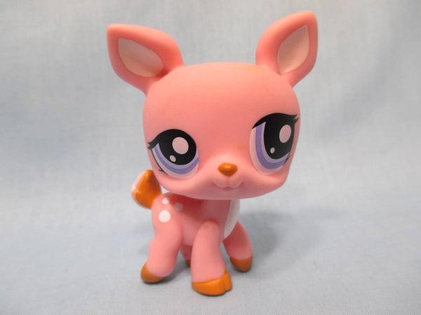 LIKE NEW Littlest Pet Shop 1414 Pink Deer with Spots Fawn Purple Eyes Authentic Lps Dec29ni
