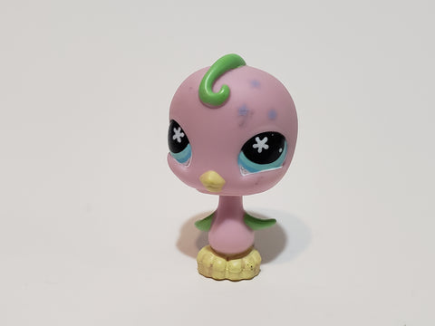 LIKE NEW LITTLEST PET SHOP LPS Pink Parakeert Canary Bird 620 with Three Star Decals and Cyan Eyes Authentic LPS Feb26ni