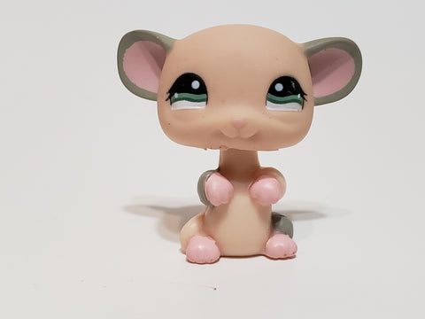 LIKE NEW Littlest Pet Shop Pale Orange Rat Mouse 1168 w/ Gray Ears & Dull Green Eyes Authentic LPS DEC08J